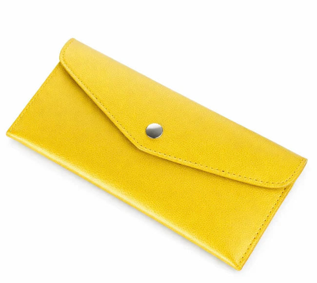 Grain Leather Envelope Snap Long Wallet