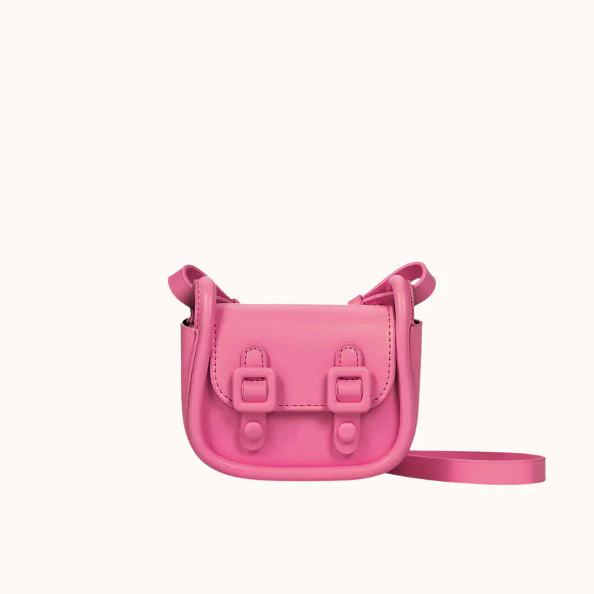 Smooth Vegan Leather Mini Flap Crossbody Saddle Bag
