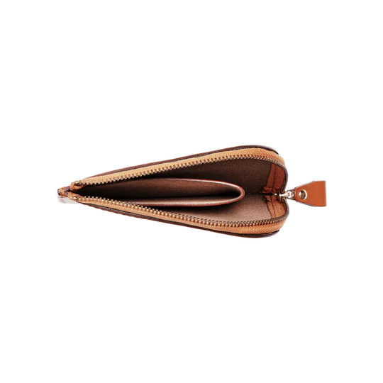 Vegetable Tanned Cowhide L-Shaped Zipper Mini Wallet