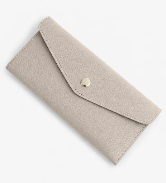 Grain Leather Envelope Snap Long Wallet