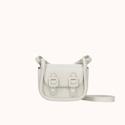Smooth Vegan Leather Mini Flap Crossbody Saddle Bag