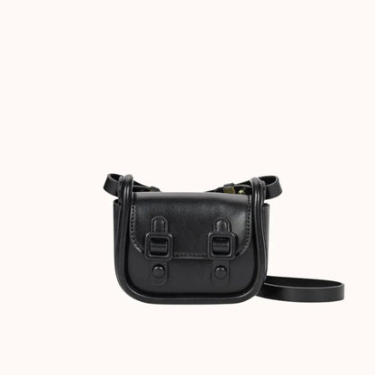 Smooth Vegan Leather Mini Flap Crossbody Saddle Bag