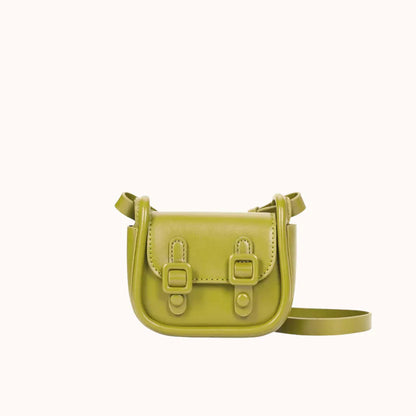 Smooth Vegan Leather Mini Flap Crossbody Saddle Bag