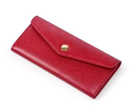 Grain Leather Envelope Snap Long Wallet
