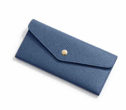 Grain Leather Envelope Snap Long Wallet