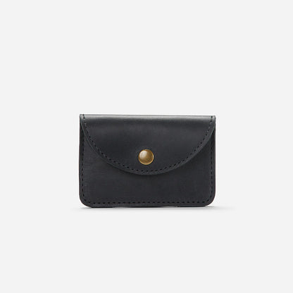 Full-Grain Leather Snap Mini Card Wallet