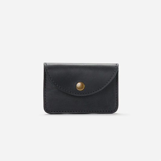 Full-Grain Leather Snap Mini Card Wallet