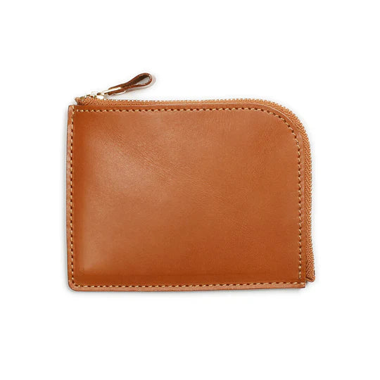 Vegetable Tanned Cowhide L-Shaped Zipper Mini Wallet