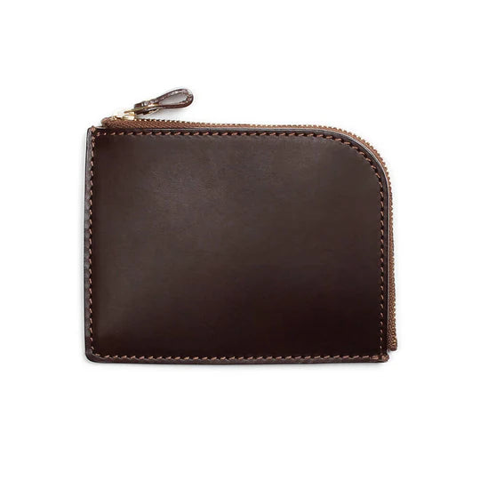 Vegetable Tanned Cowhide L-Shaped Zipper Mini Wallet