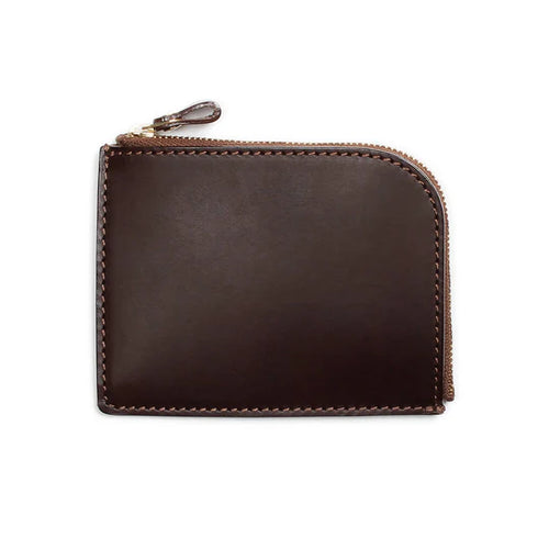 Vegetable Tanned Cowhide L-Shaped Zipper Mini Wallet