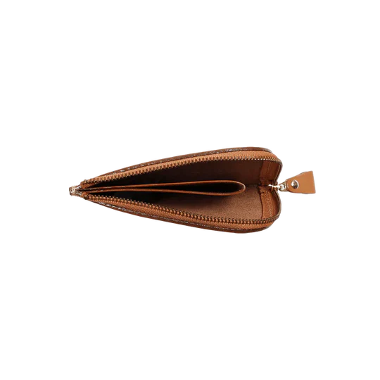 Vegetable Tanned Cowhide L-Shaped Zipper Mini Wallet