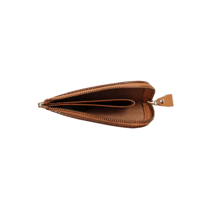 Vegetable Tanned Cowhide L-Shaped Zipper Mini Wallet