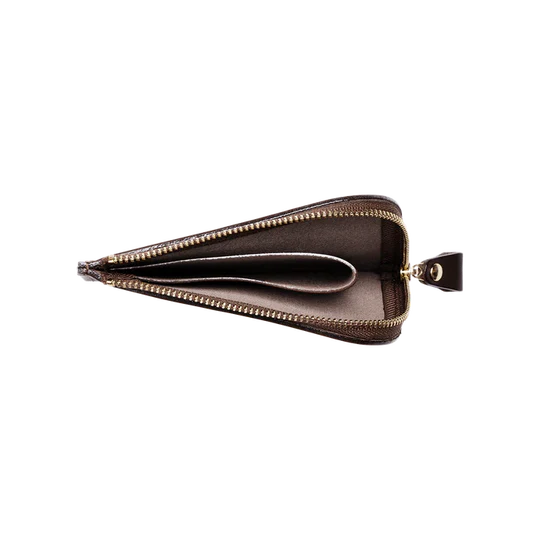 Vegetable Tanned Cowhide L-Shaped Zipper Mini Wallet