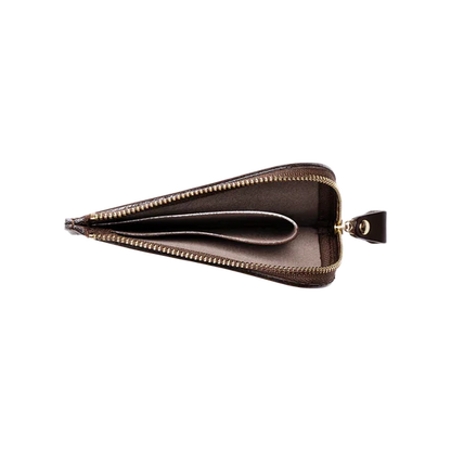 Vegetable Tanned Cowhide L-Shaped Zipper Mini Wallet