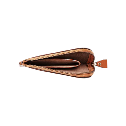 Vegetable Tanned Cowhide L-Shaped Zipper Mini Wallet
