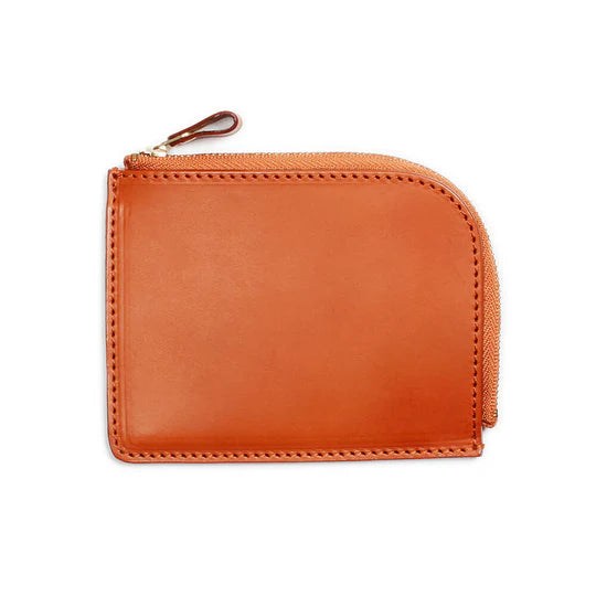Vegetable Tanned Cowhide L-Shaped Zipper Mini Wallet